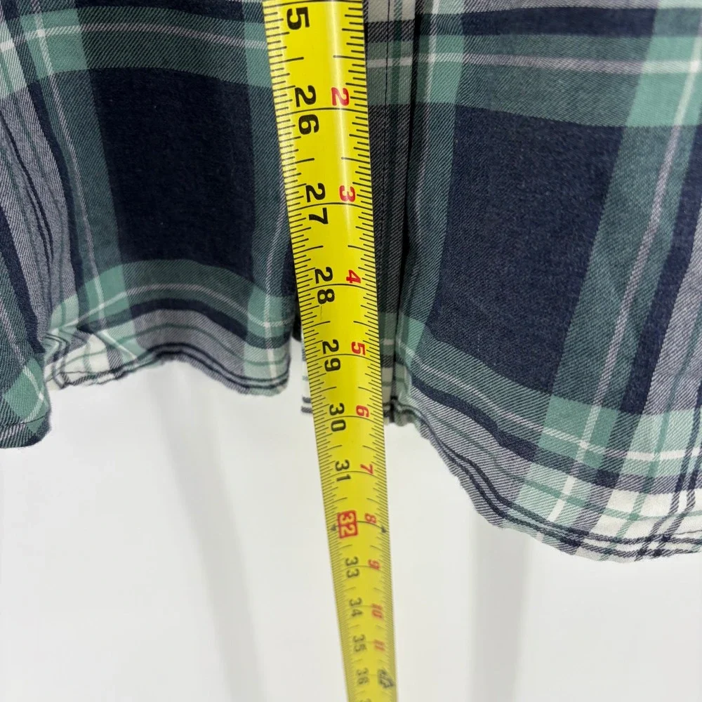 Banana Republic NEW Mens Lightweight Flannel Shirt Navy Blue Green Plaid Large L